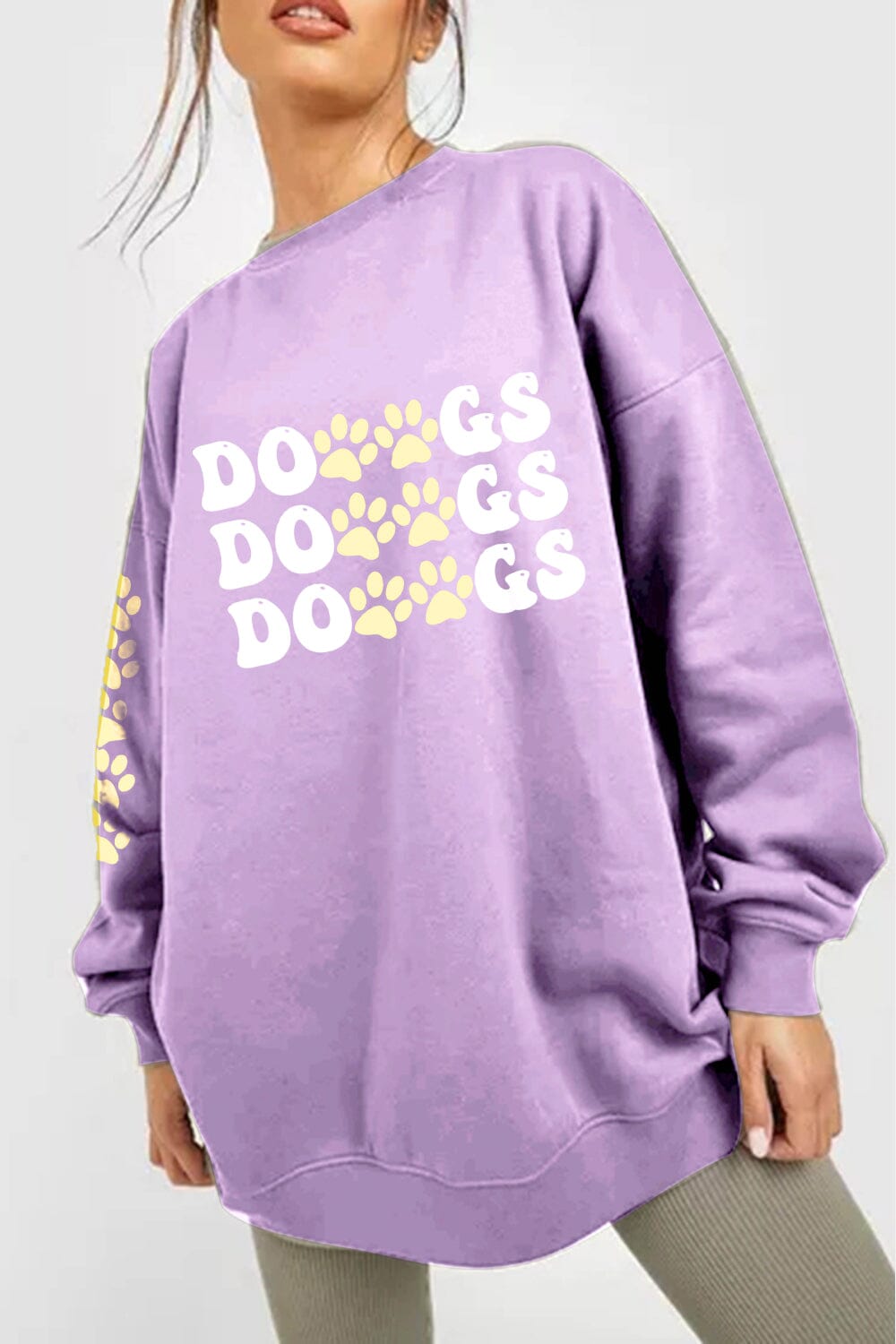 Dropped Shoulder DOGS Graphic Sweatshirt - Sydney So Sweet