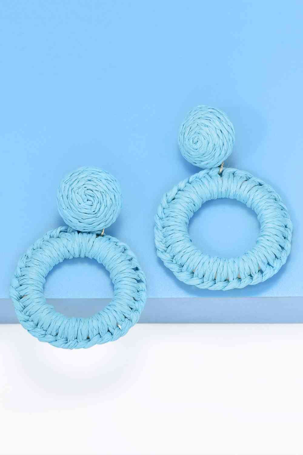 Round Shape Raffia Grass Dangle Earrings - Sydney So Sweet