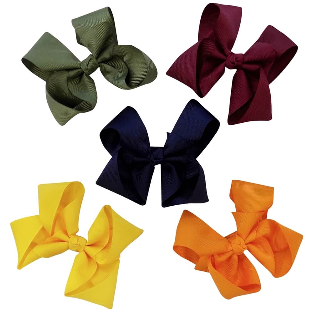 5 Pack of 4.5&quot; Grosgrain Fall Fun Seasonal Colors Girls Hair Bows - Sydney So Sweet