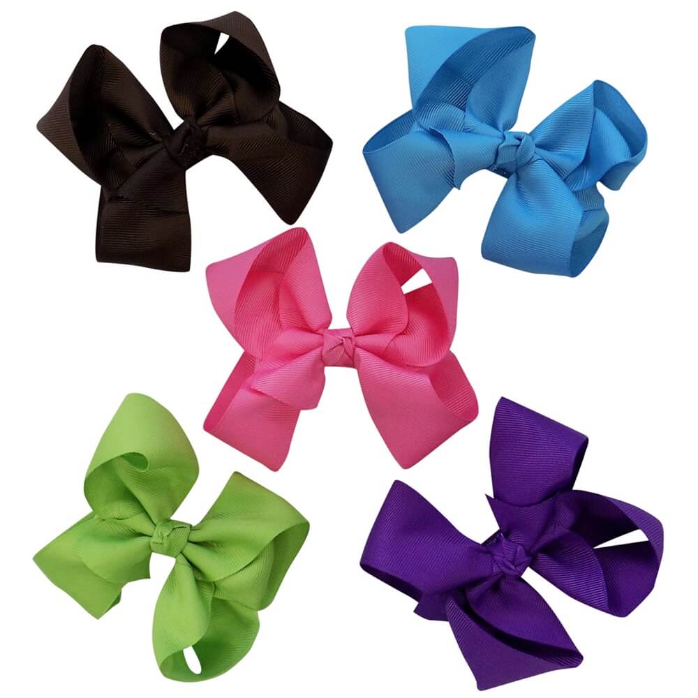 5 Pack of 4.5&quot; Grosgrain Summer Brights Seasonal Colors Girls Hair Bows - Sydney So Sweet