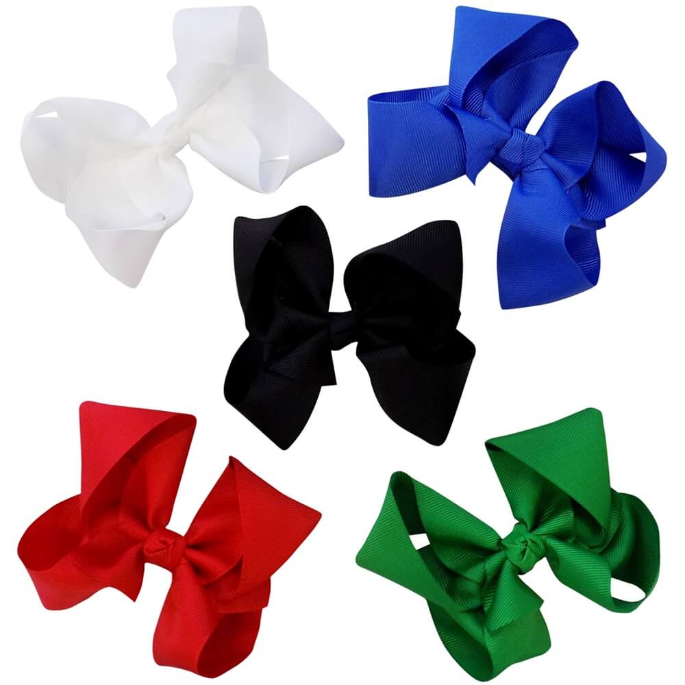 5 Pack of 4.5&quot; Grosgrain Winter Classics Seasonal Colors Girls Hair Bows - Sydney So Sweet