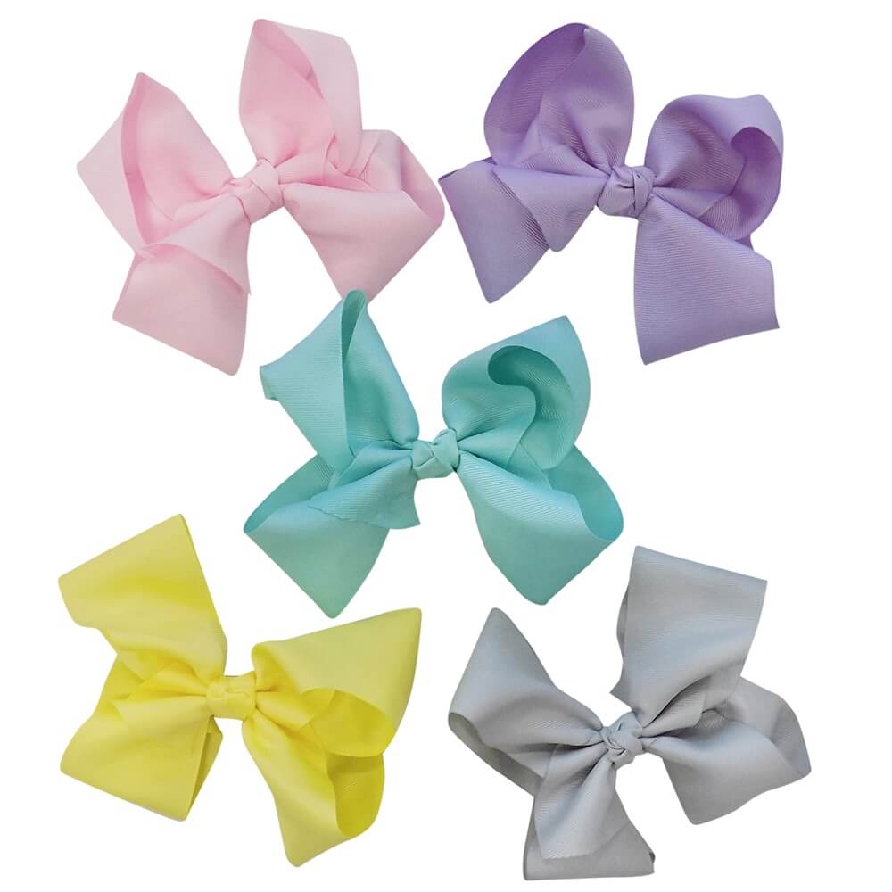 5 Pack of 6&quot; Grosgrain Spring Pastels Seasonal Colors Girls Hair Bows - Sydney So Sweet