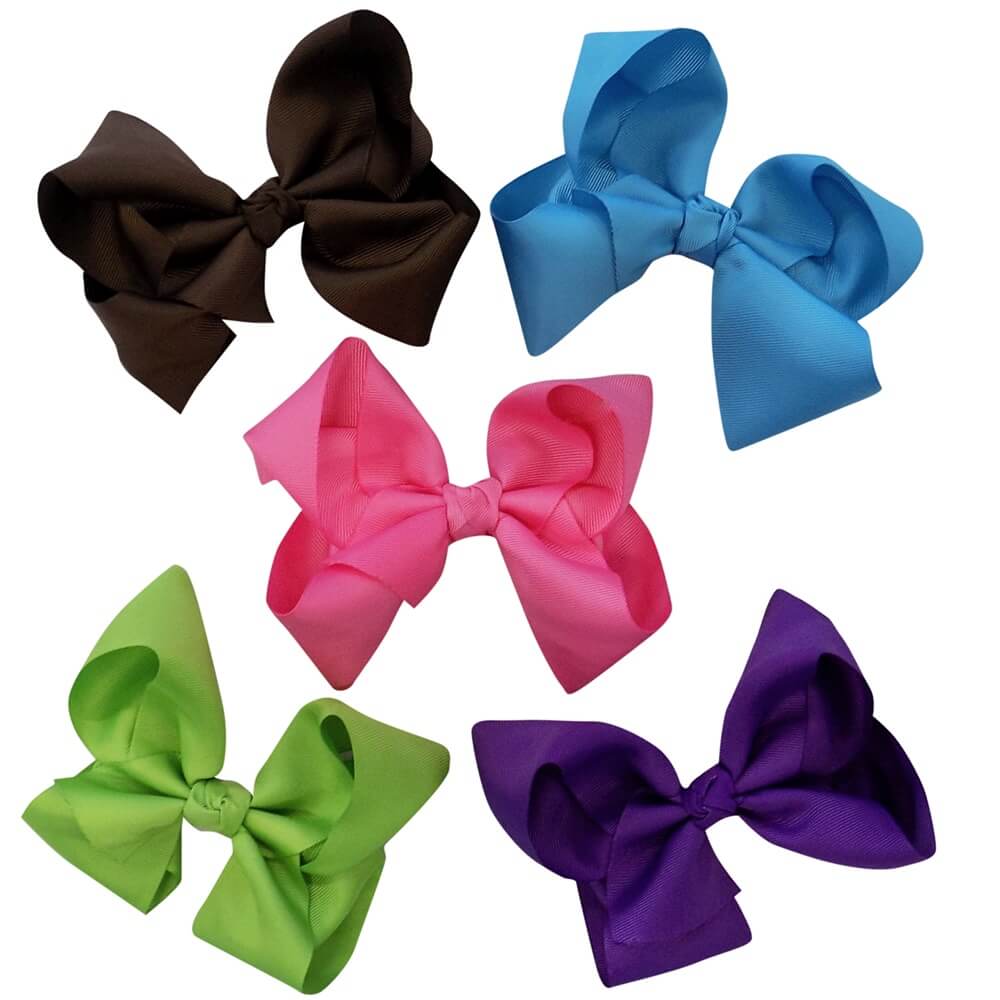 5 Pack of 6&quot; Grosgrain Summer Brights Seasonal Colors Girls Hair Bows - Sydney So Sweet