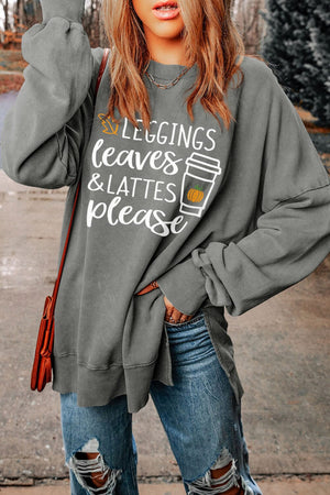 LEGGINGS LEAVES LATTES PLEASE Graphic Sweatshirt - Sydney So Sweet