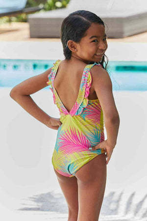 High Tide Girls One-Piece Swimsuit in Multi Palms - Sydney So Sweet