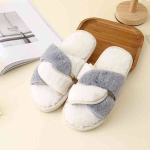 Faux Fur Twisted Strap Slippers - Sydney So Sweet