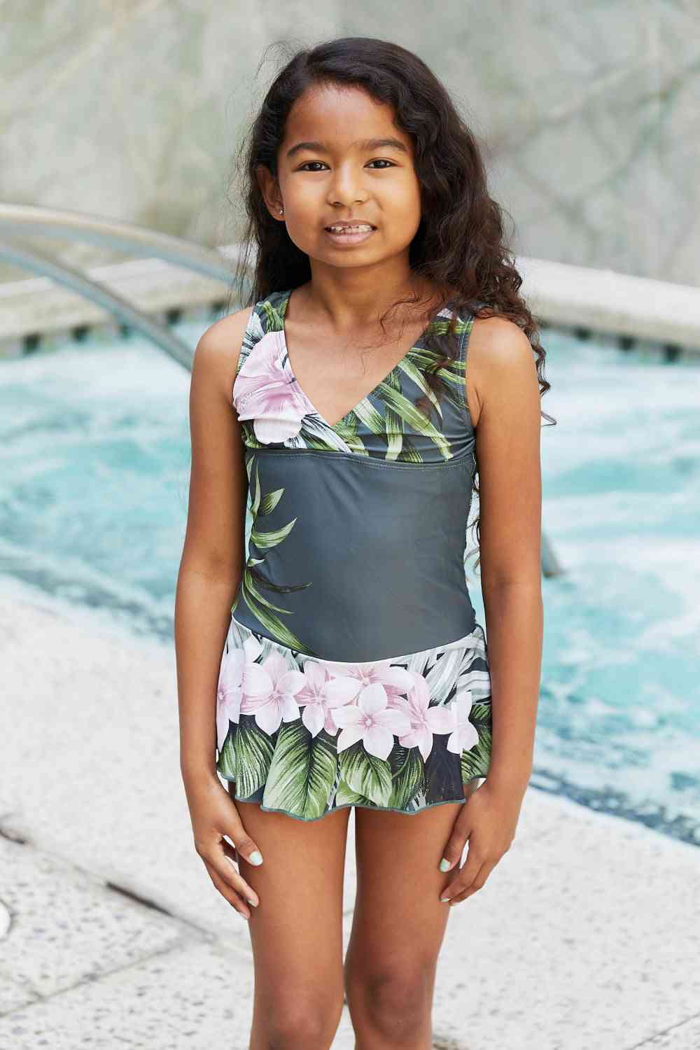 Clear Waters Girls Swim Dress in Aloha Forest - Sydney So Sweet