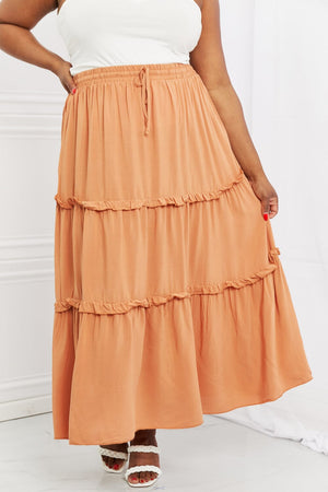 Zenana Summer Days Full Size Ruffled Maxi Skirt in Butter Orange - Sydney So Sweet