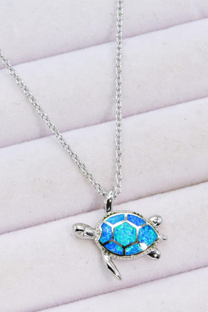 Opal Turtle Pendant Chain-Link Necklace - Sydney So Sweet