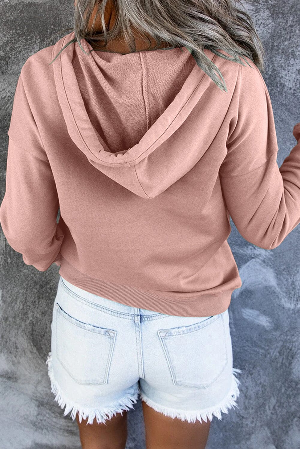 Dropped Shoulder Long Sleeve Hoodie with Pocket - Sydney So Sweet