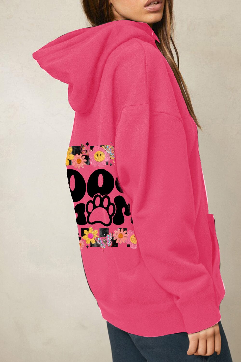 Simply Love Full Size DOG MOM Graphic Hoodie - Sydney So Sweet