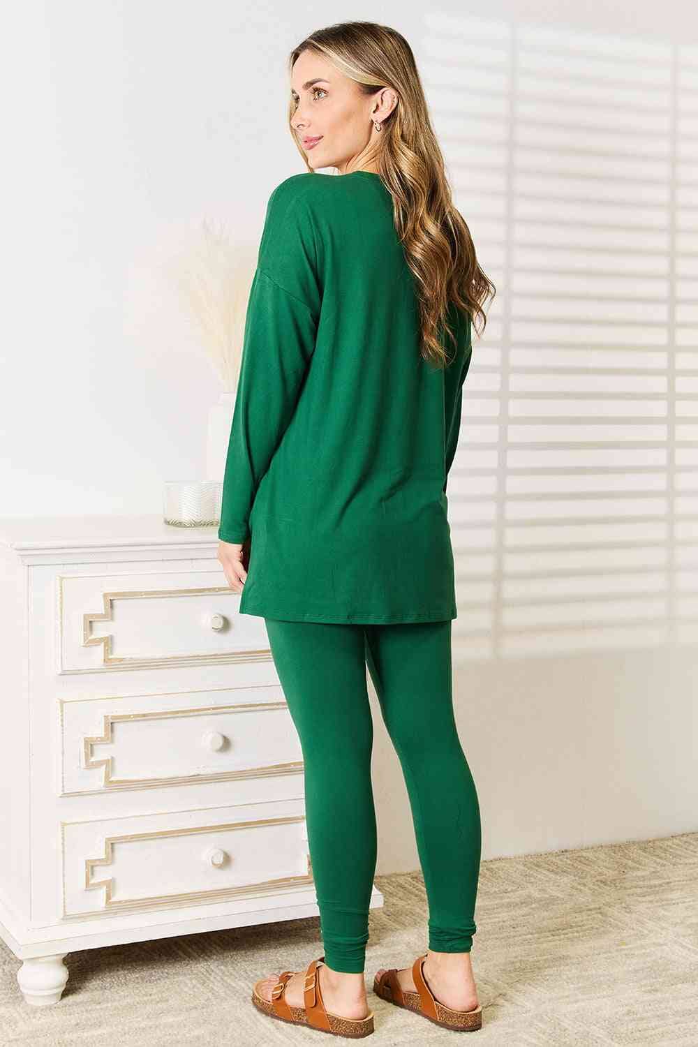 Zenana Lazy Days Full Size Long Sleeve Top and Leggings Set - Sydney So Sweet