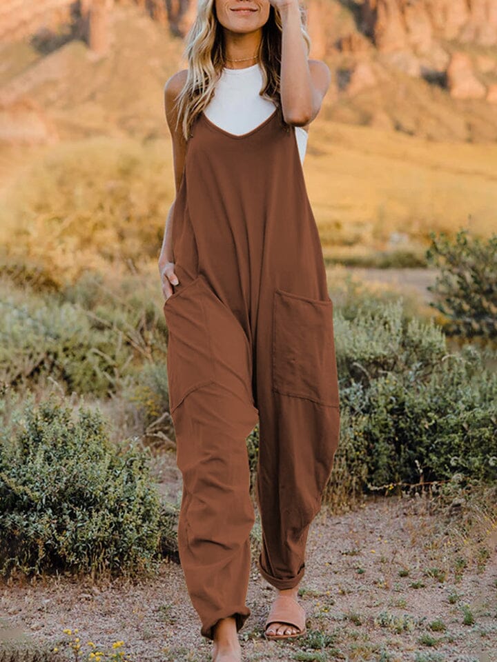 Double Take Full Size Sleeveless V-Neck Pocketed Jumpsuit - Sydney So Sweet