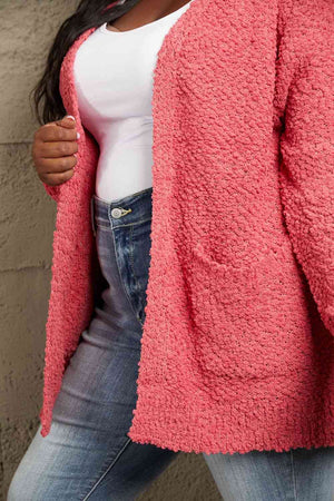 Falling For You Full Size Open Front Popcorn Cardigan - Sydney So Sweet