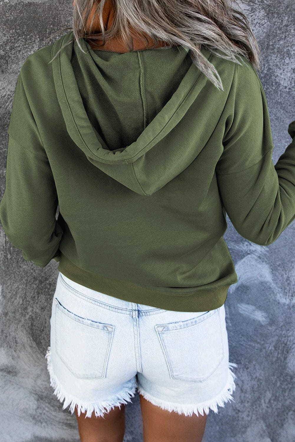 Dropped Shoulder Long Sleeve Hoodie with Pocket - Sydney So Sweet