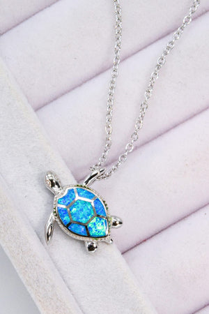 Opal Turtle Pendant Chain-Link Necklace - Sydney So Sweet