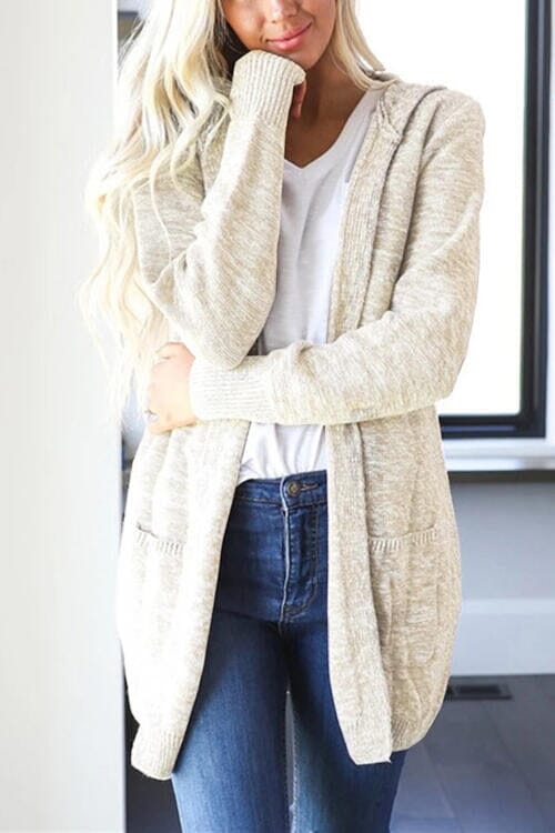 Heathered Open Front Cardigan with Pockets - Sydney So Sweet