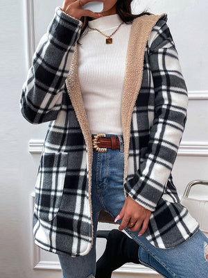 Plaid Hooded Longline Coat - Sydney So Sweet