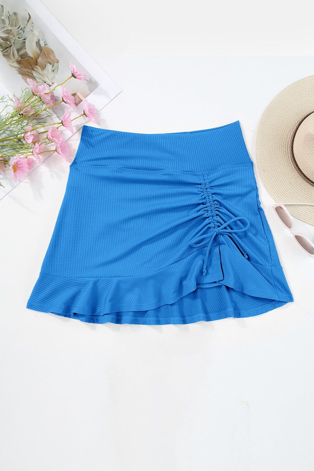 Ruched Elastic Waist Swim Skirt - Sydney So Sweet