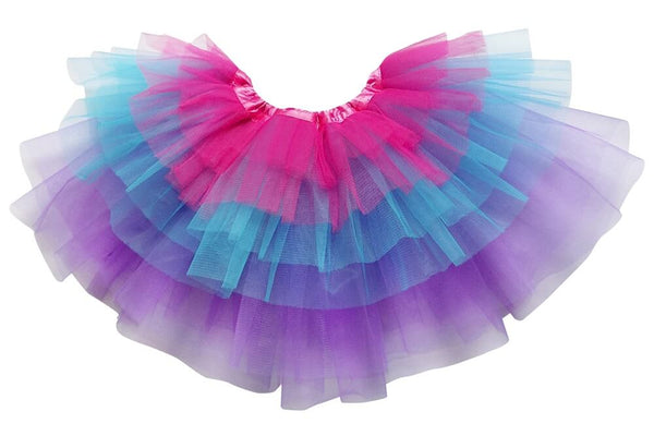 Hot Pink, Neon Blue, Purple - 6 Layer Tutu Skirt, Ships Fast