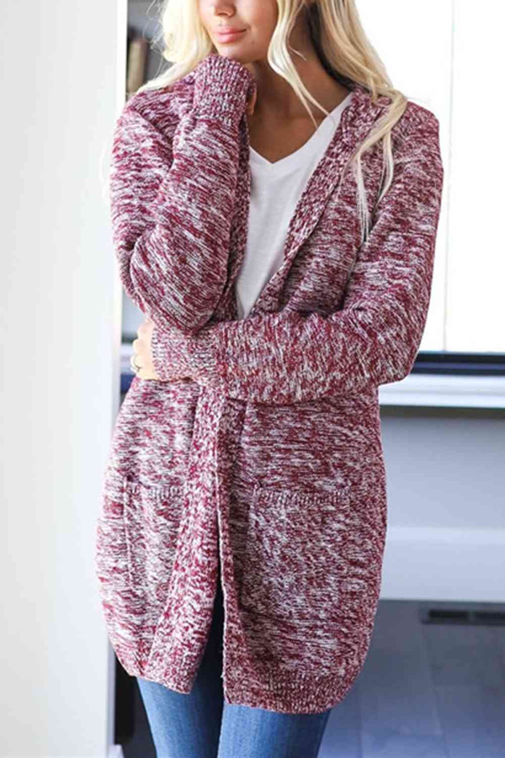 Heathered Open Front Cardigan with Pockets - Sydney So Sweet