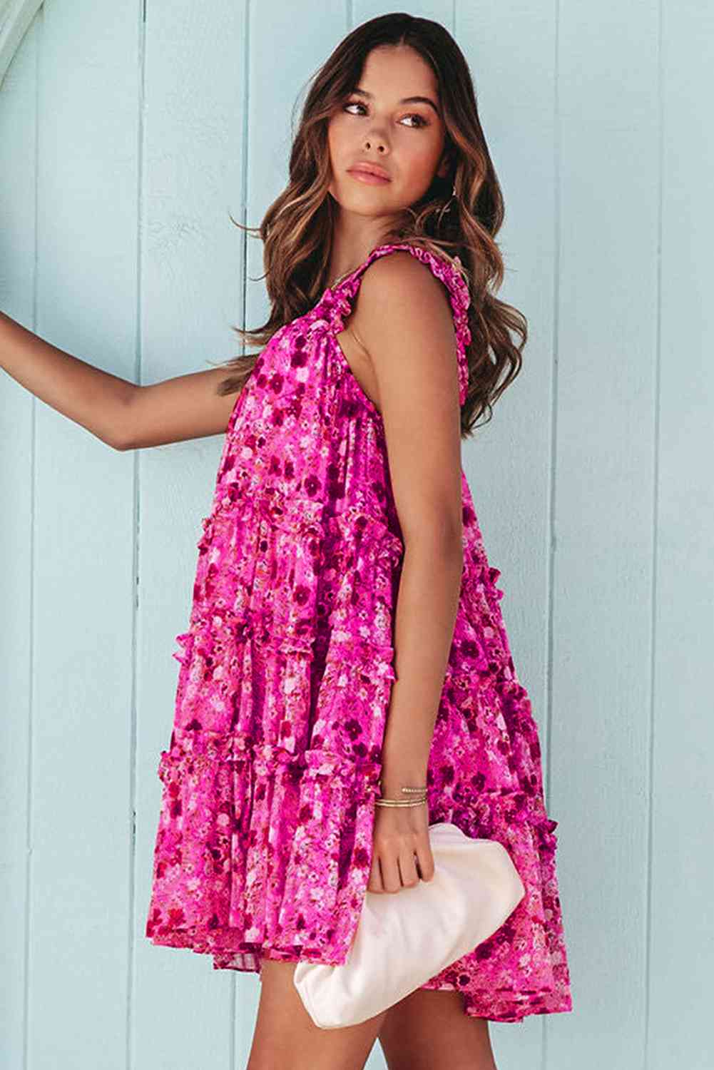 Pink Floral Square Neck Sleeveless Mini Dress - Sydney So Sweet