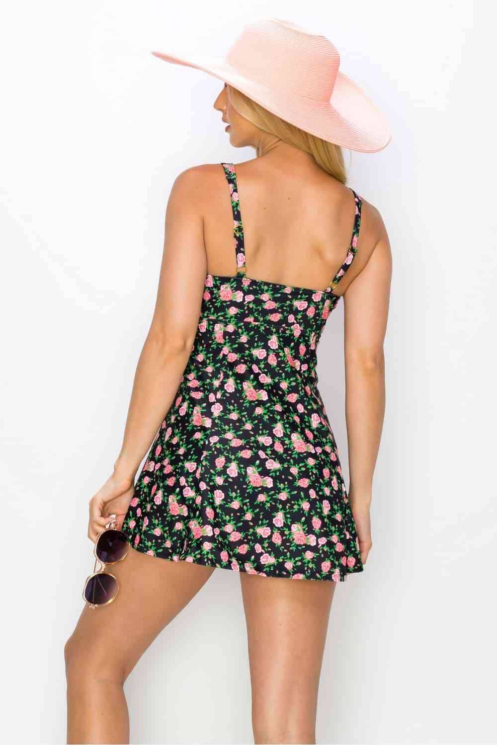 Clear Waters Womens Swim Dress in Black Roses - Sydney So Sweet