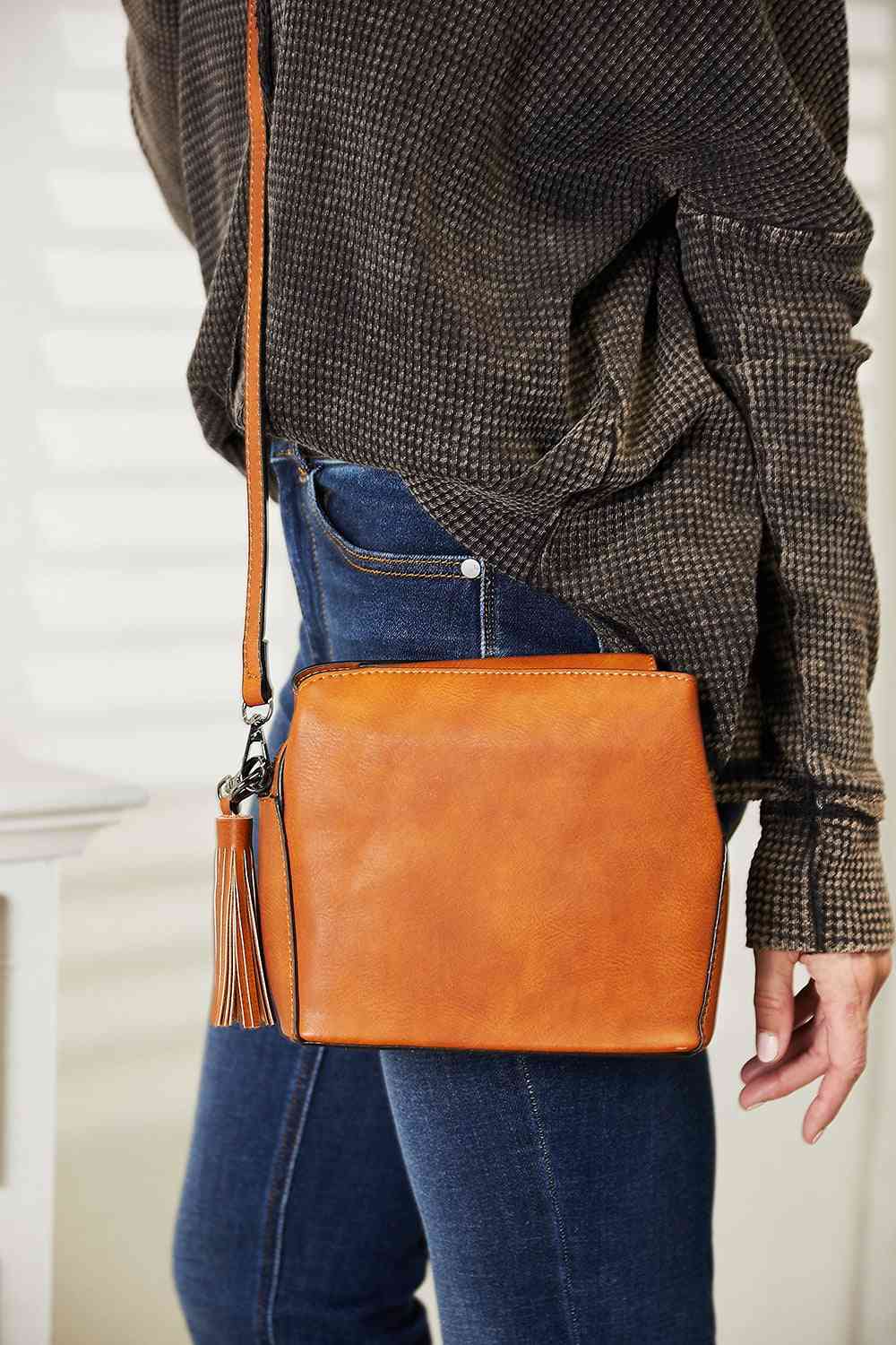 PU Leather Crossbody Bag with Tassel - Sydney So Sweet