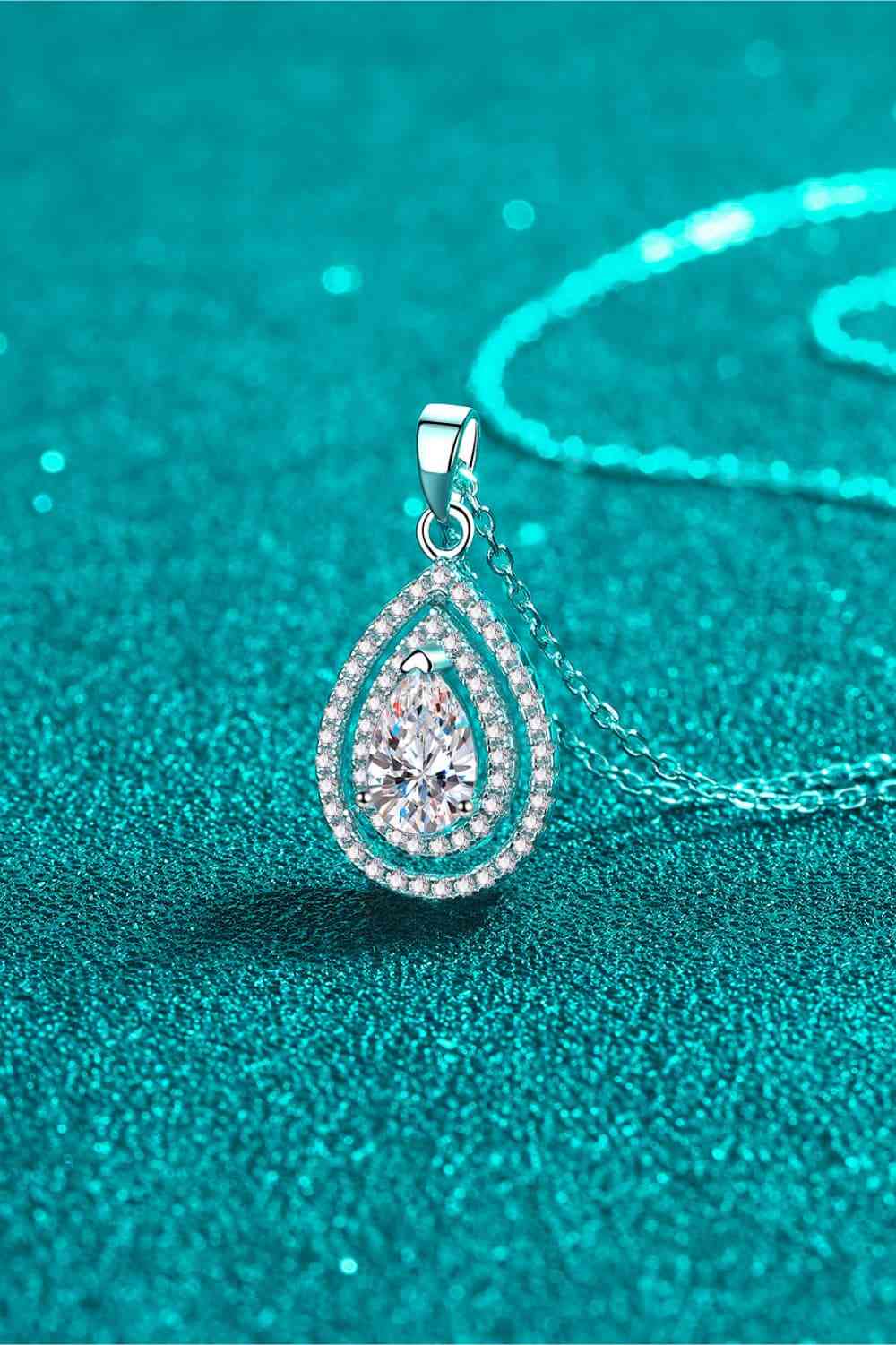 1 Carat Moissanite Teardrop Pendant Necklace - Sydney So Sweet