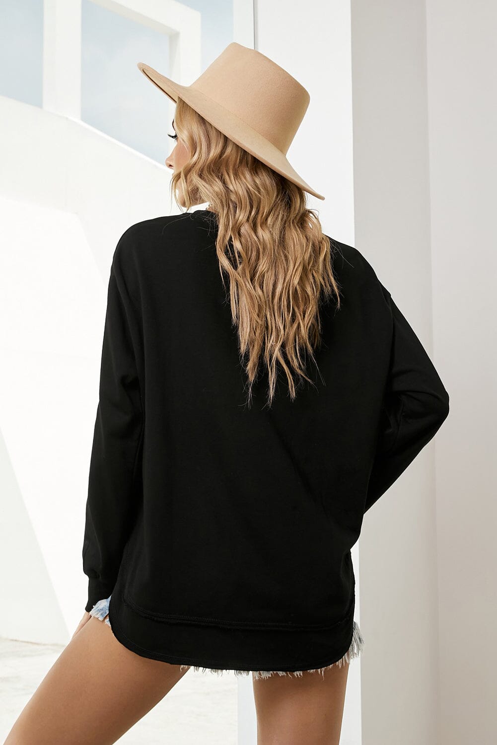 Side Slit Drop Shoulder Sweatshirt - Sydney So Sweet