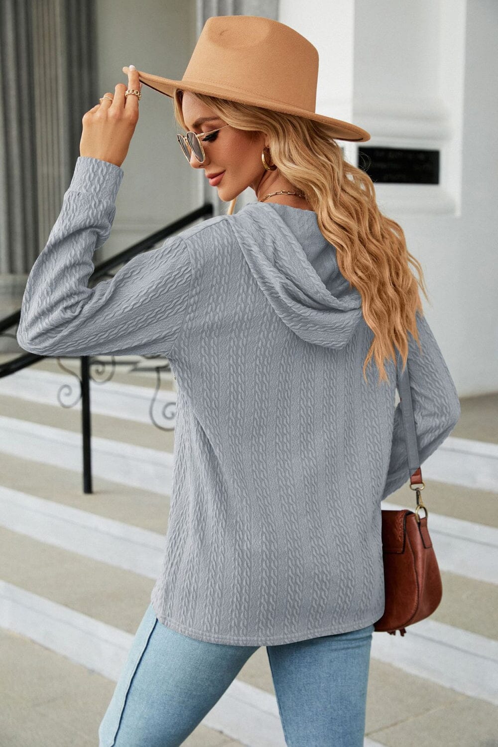 Cable-Knit Long Sleeve Hoodie - Sydney So Sweet