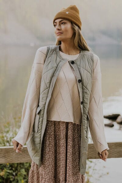 Button Up Pocketed Vest Coat - Sydney So Sweet