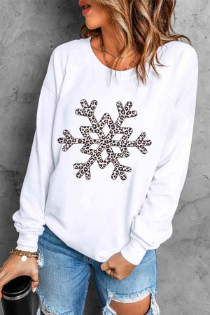 Snowflake Graphic Dropped Shoulder Sweatshirt - Sydney So Sweet