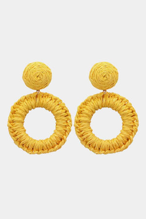 Round Shape Raffia Grass Dangle Earrings - Sydney So Sweet