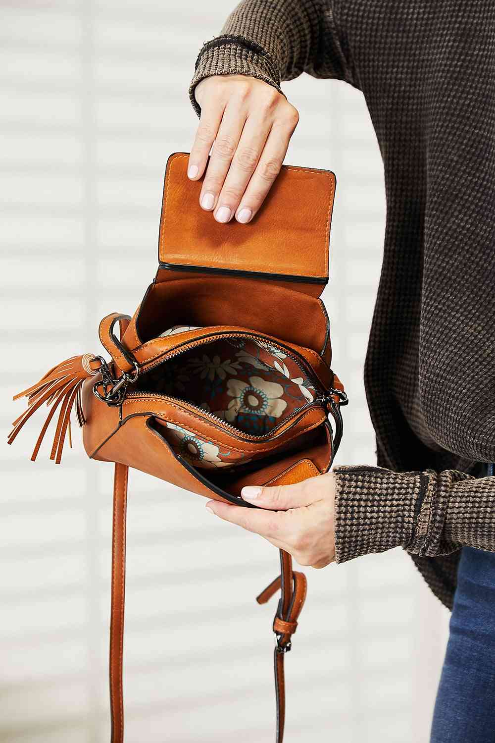 PU Leather Crossbody Bag with Tassel - Sydney So Sweet