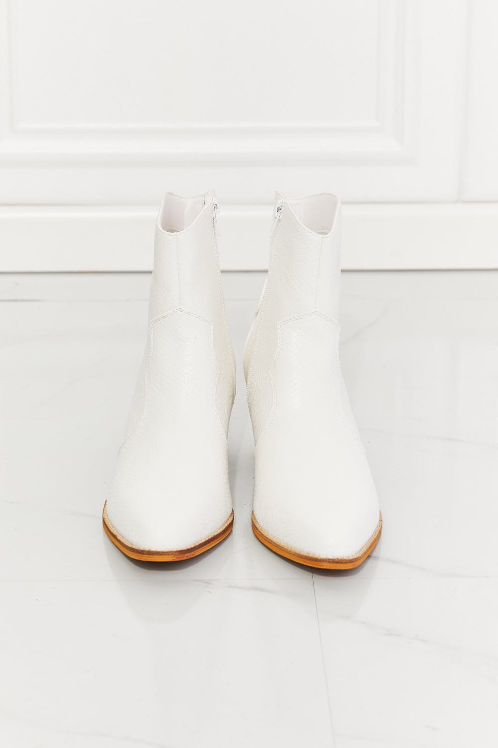 Watertower Town Faux Leather Western Ankle Boots in White - Sydney So Sweet