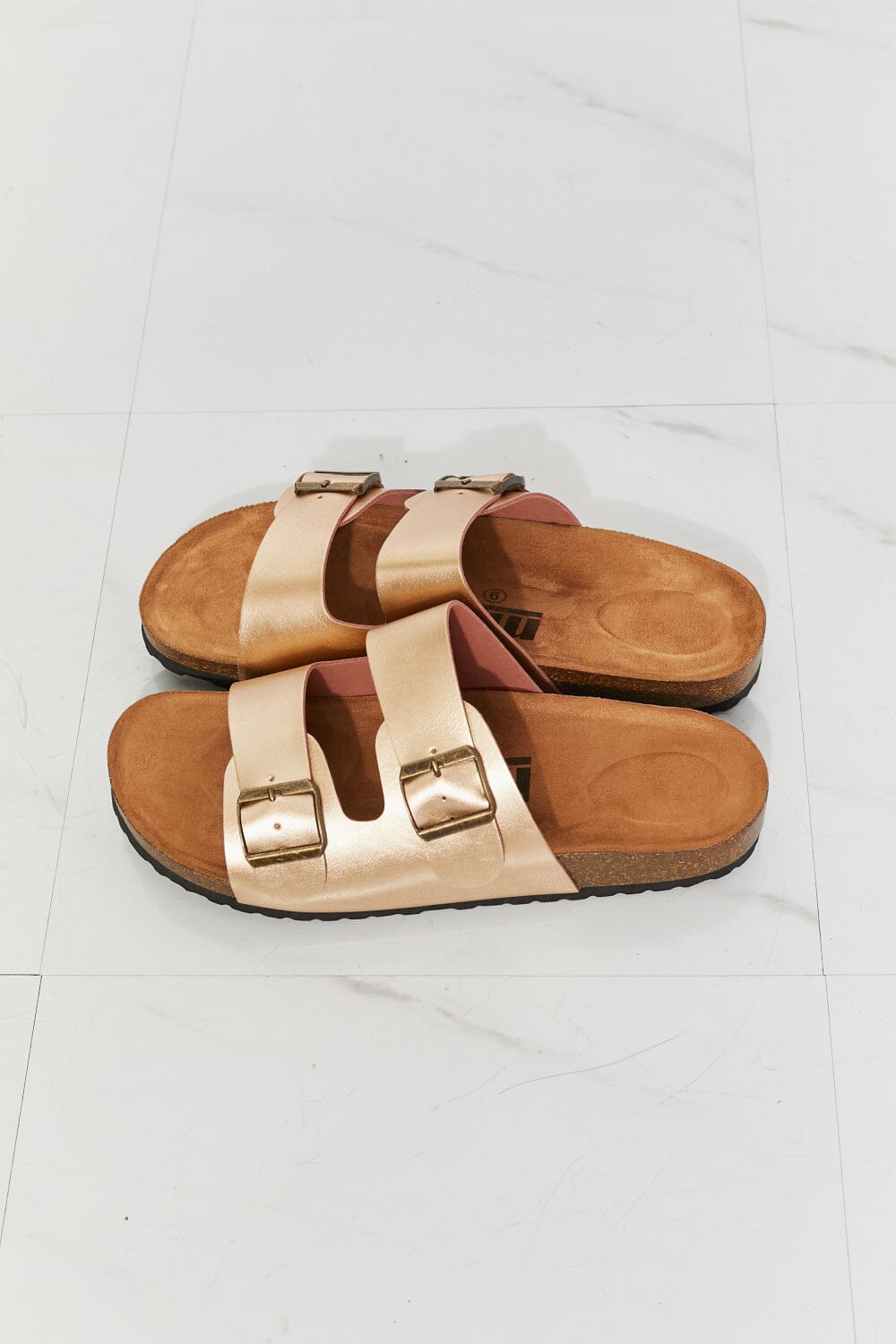 Best Life Double-Banded Slide Sandal in Gold - Sydney So Sweet