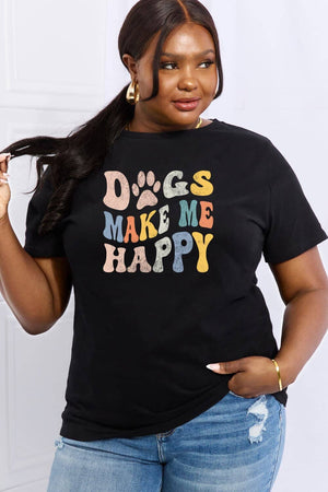 DOGS MAKE ME HAPPY Women's Graphic Cotton Tee - Sydney So Sweet