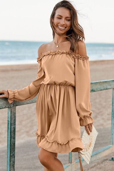 Frill Off-Shoulder Flounce Sleeve Dress - Sydney So Sweet