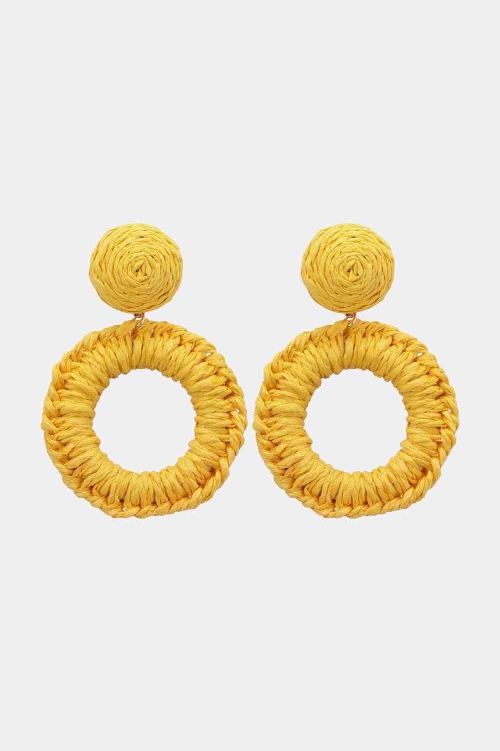 Round Shape Raffia Grass Dangle Earrings - Sydney So Sweet