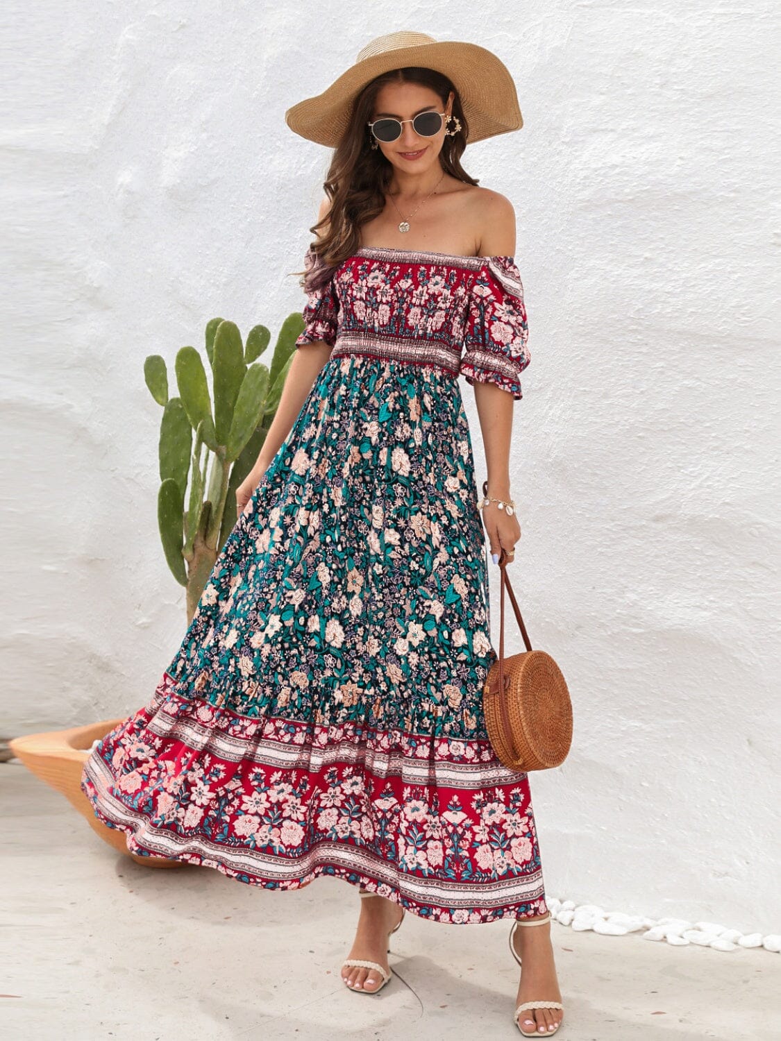 Floral Flounce Sleeve Midi Dress - Sydney So Sweet