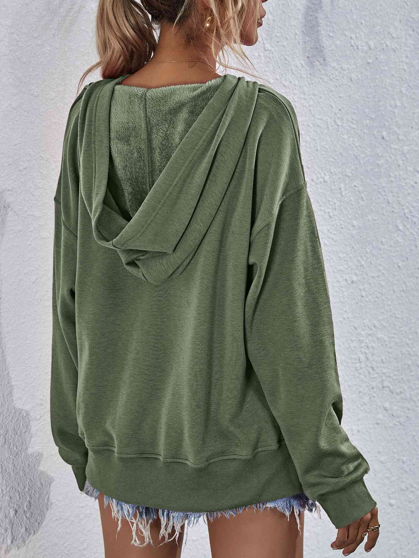 Dropped Shoulder Slit Hoodie - Sydney So Sweet