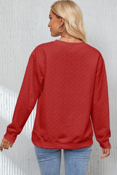 XOXO Heart Round Neck Dropped Shoulder Sweatshirt - Sydney So Sweet