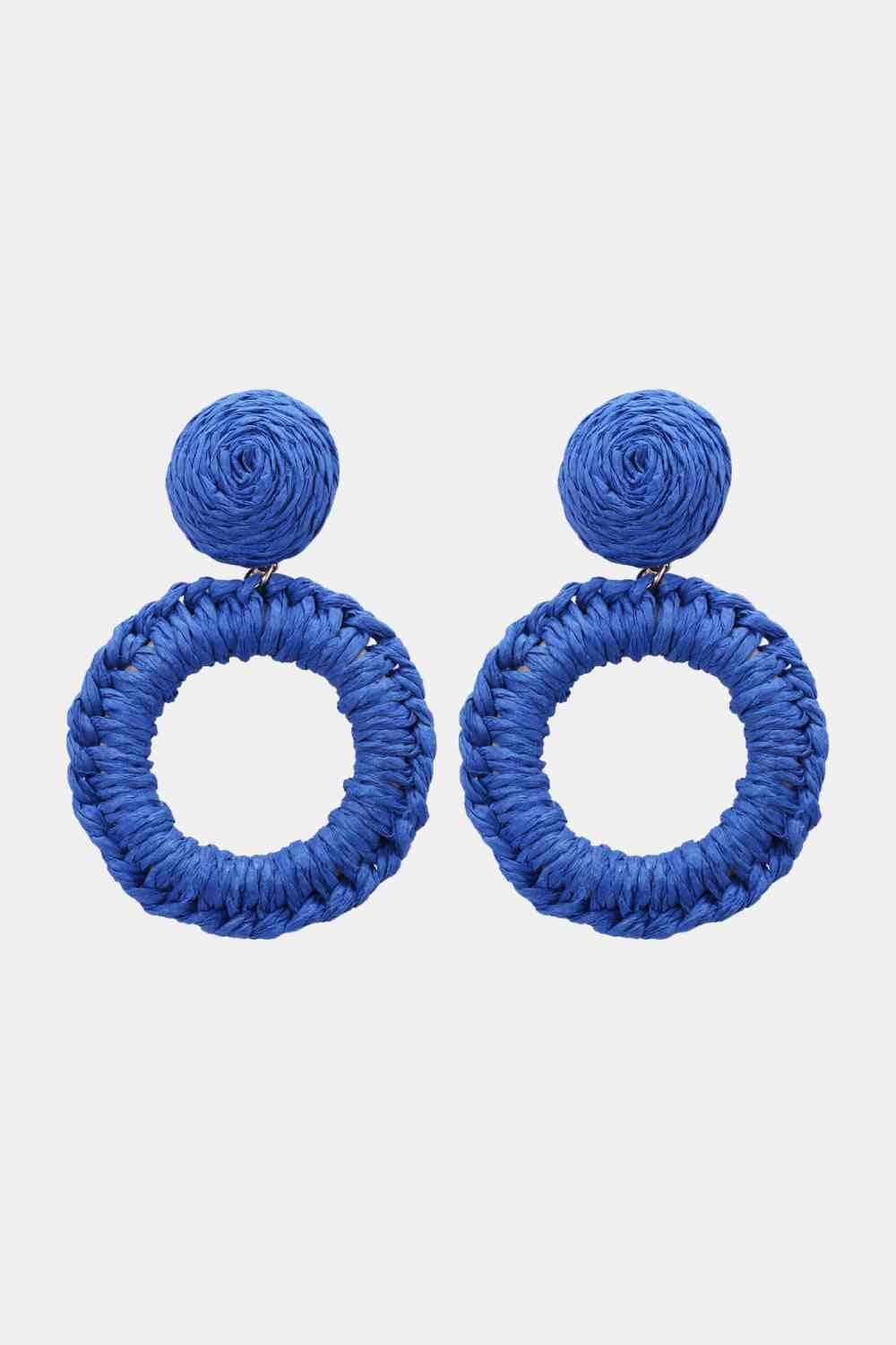 Round Shape Raffia Grass Dangle Earrings - Sydney So Sweet