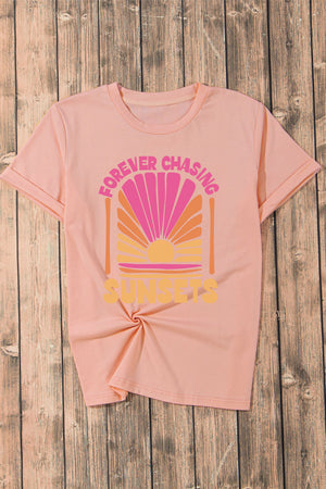 FOREVER CHASING SUNSETS Round Neck T-Shirt - Sydney So Sweet