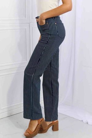 Judy Blue Cassidy Full Size High Waisted Tummy Control Striped Straight Jeans - Sydney So Sweet