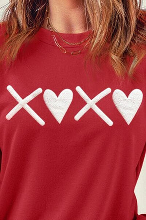 Heart Graphic Round Neck Dropped Shoulder Sweatshirt - Sydney So Sweet