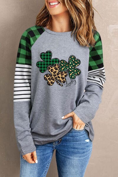 Lucky Clover Raglan Sleeve Sweatshirt - Sydney So Sweet