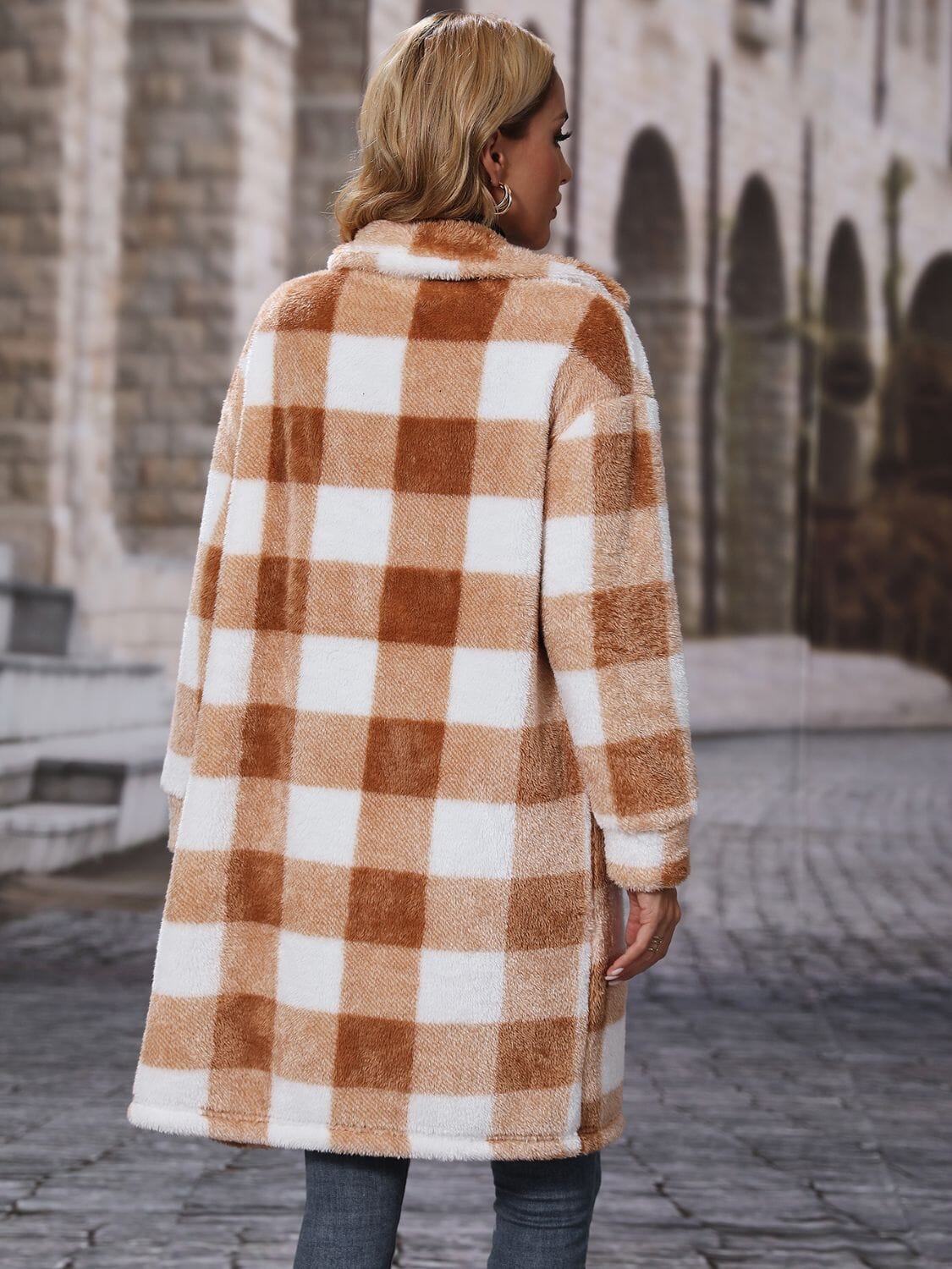 Plaid Collared Neck Button Down Coat - Sydney So Sweet