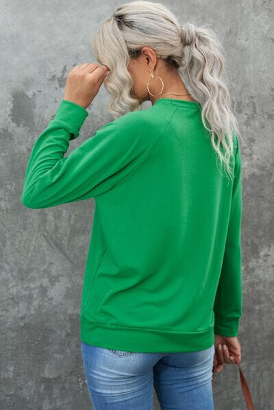 LUCKY Round Neck Raglan Sleeve Sweatshirt - Sydney So Sweet